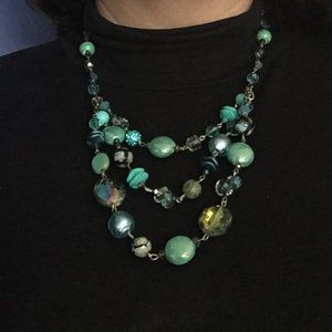 Three strand aqua necklace.